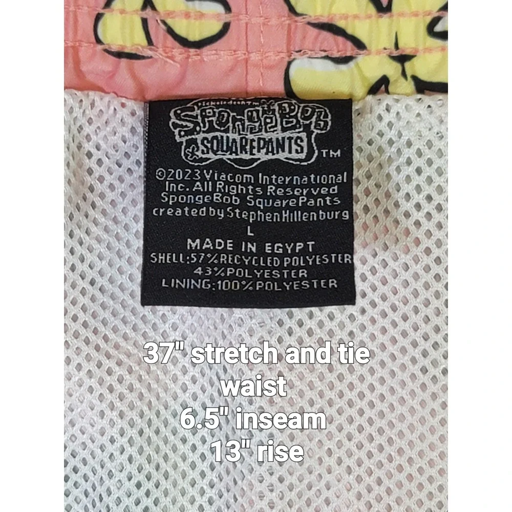 SpongeBob SquarePants Mens Pink Tropical Swim Trunks Shorts Large Whimsical Vaca